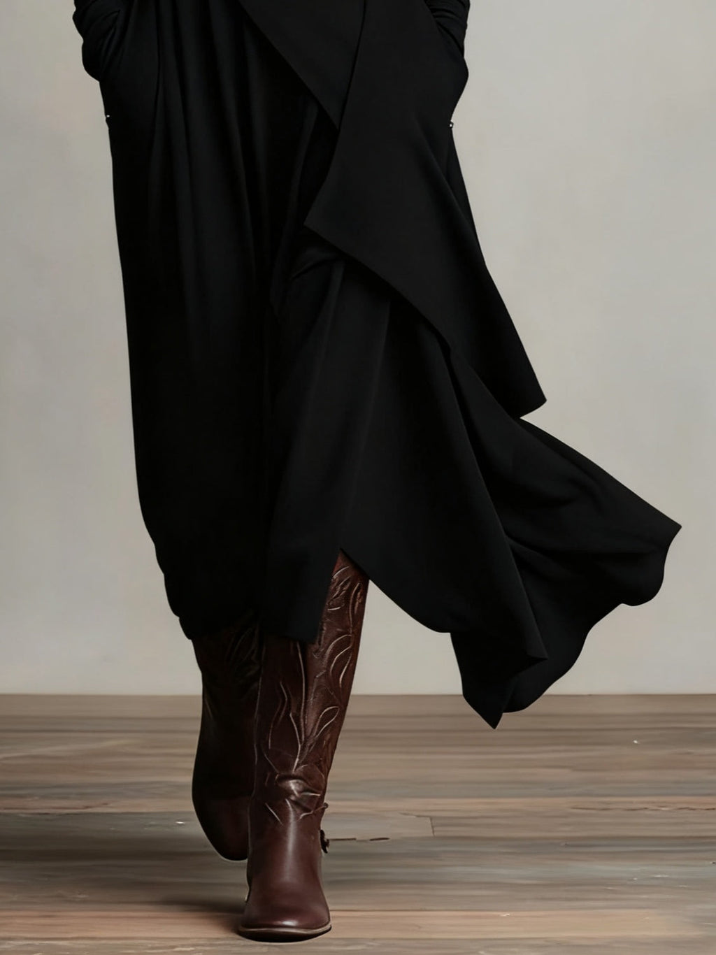 Giorgia - Asymmetrical Maxi Pleated Dress in Purple with High Neck (Necklace not included)