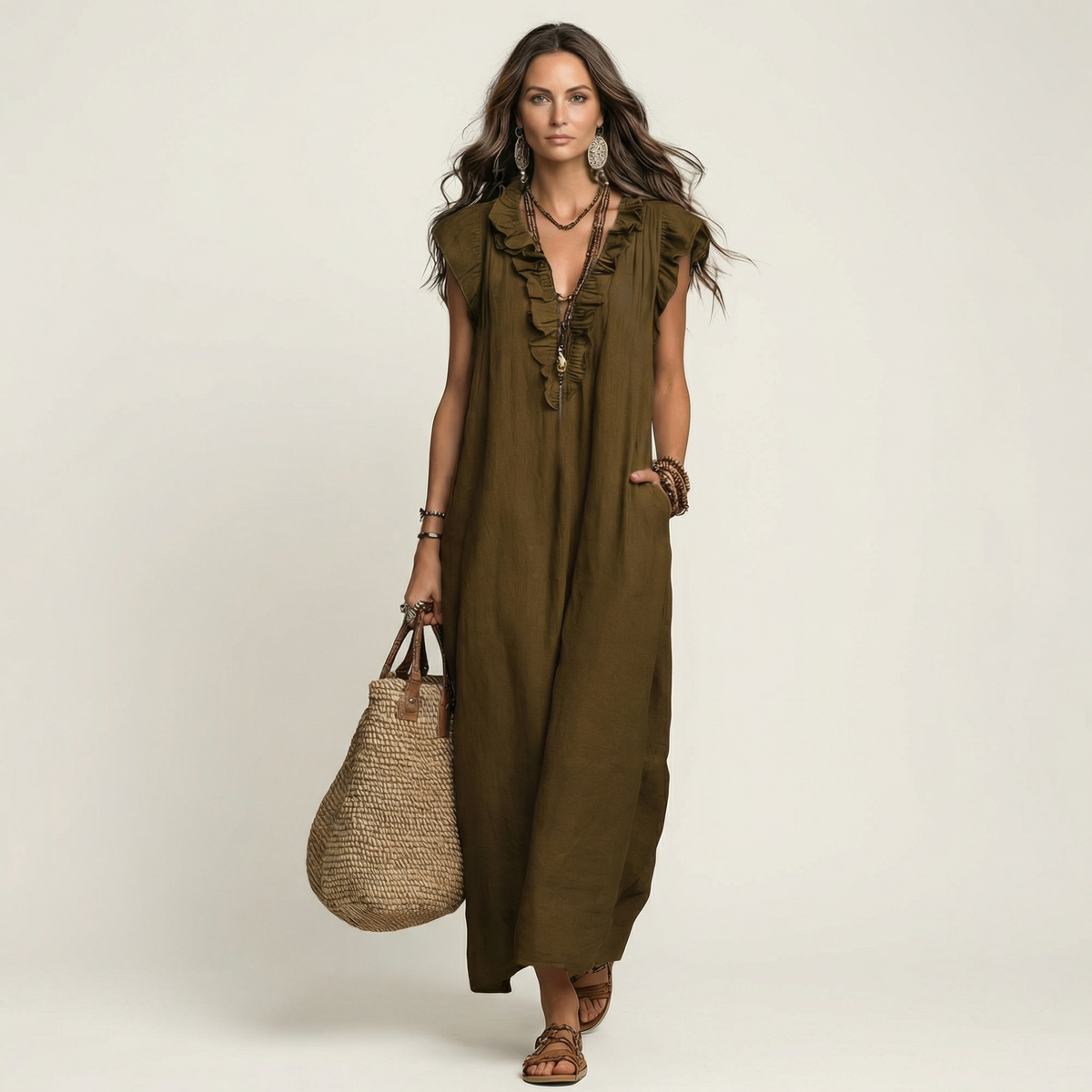 Josette | Linen Maxi Dress